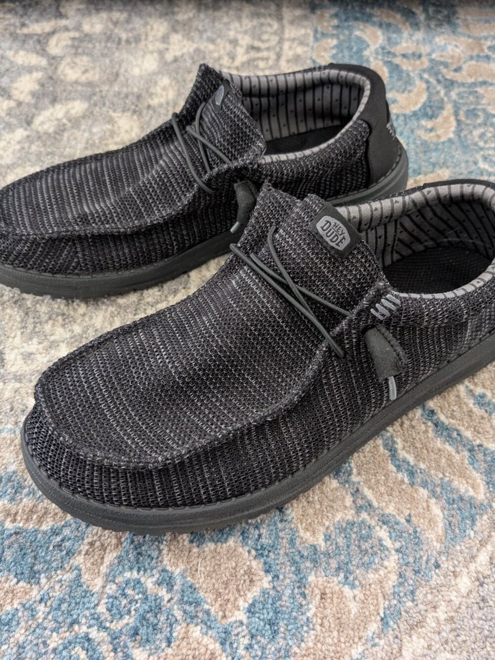 HEY DUDE Loafers Men's 13 Black Wally Sox Stretch Casual Slip On Shoes